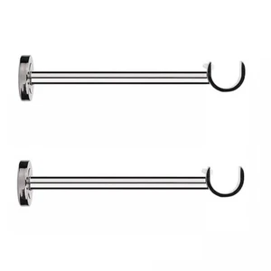 2 x LANGE GARDINENSTANGENHALTERUNGEN WAND POLIERT NEUSILBER P28mm / L21,8cm - Bild 1 von 9