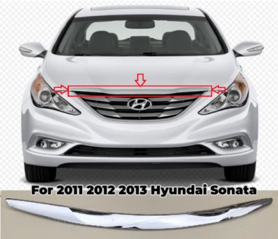 Upper Front Hood Moulding Trim Molding For 2011-2013 Hyundai Sonata Sedan Chrome - Image 1 of 4