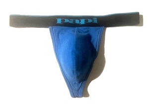 PAPI Mens Royal Blue Thong Cotton Spandex String Underwear sz M #205 - Picture 1 of 10