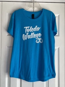 Toledo Walleye Hockey T-Shirt Women's Minor League Blue Short Sleeve Sz Large - Picture 1 of 3