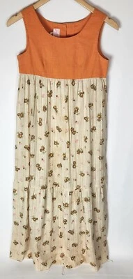 Vtg Liberty House Hawaiian Sundress Nalii Hanolulu Orange Beige Maxi Sleevless - Image 1 of 4