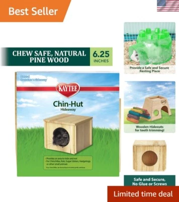 Escondite de madera compacto para chinchillas y animales pequeños - Enriquecimiento de masticación seguro Foto 1 de 4
