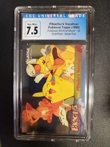 Pokemon Topps First Movie Pikachu's Vacation Silver foil first print CGC 7.5 - Picture 1 of 2
