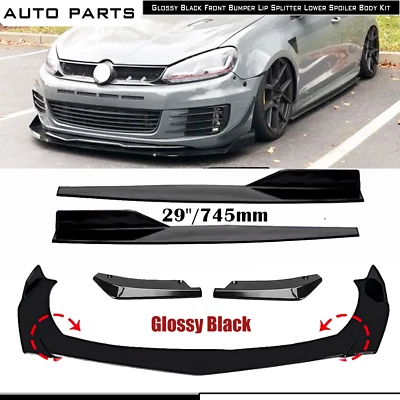 Front Bumper Lip Splitter Spoiler Side Skirt For Volkswagen Polo Bod Kit Foto 1 de 4