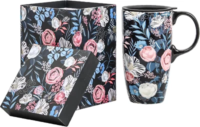 Taza de Cerámica Taza de Café de Viaje con Tapa Regalo para Hogar y Oficina, 17Oz Porcelana La Foto 1 de 4