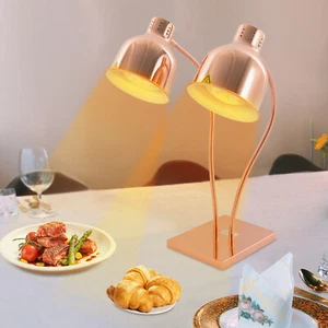 Tabletop Food Insulation Lamp, Food Warmer, 2-Head Food Warming Lamp Gold US - Picture 1 of 15