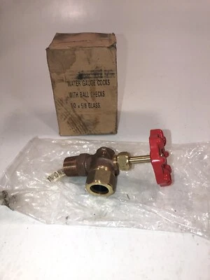 1/2" x 5/8" Water Gauge Cock With Ball Checks  - Image 1 of 4