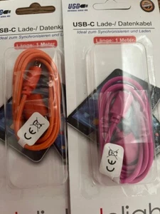 2x USB -C DATENKABEL 1M DELIGHT TABLET SMARTPHONE UNIVERSAL KOMPATIBEL LADEN - Bild 1 von 2