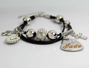 Pulsera Oro Blanco Dije Nombre JADE Cumpleaños Navidad Pascua Regalos Para Ella - Imagen 1 de 7