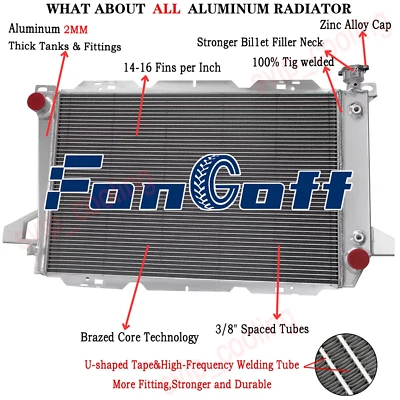 Aluminum 3 Row Radiator Fit 1985-1997 1991 Ford F-150 F-250 F-350 Bronco 4.9L L6 - Image 1 of 4