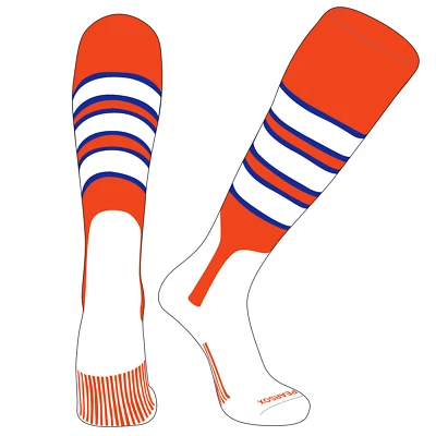 PEAR SOX OTC Baseball Softball Stirrup Socks (C, 7in) Orange, Royal, White - Image 1 of 3