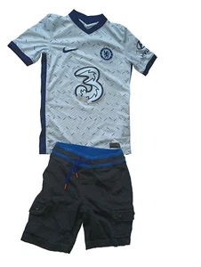 EUC Lot Of 2pc Matching Set Boy Short Sleeve &Short Nike Chelsea Bundle Sz8-10 - Picture 1 of 6