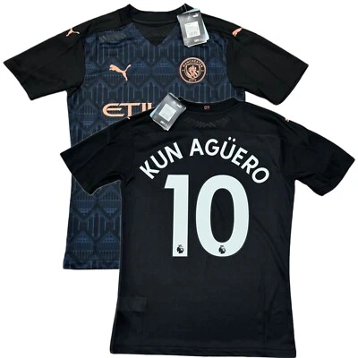 Camiseta deportiva visitante auténtica del Manchester City 2020/21 #10 edición de jugador pequeño Kun Augero Foto 1 de 4