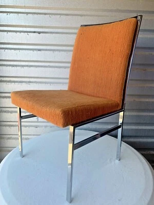 Conjunto de seis cadeiras de jantar laterais Pierre Cardin para Dillingham - Tecido e cromado - Imagem 1 de 4