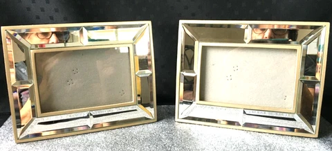 Beveled Mirror Table Top Picture Frames Pair Cover