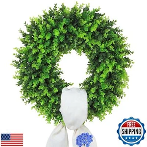 Boxwood Wreaths for Front Door Green Spring Summer Wreaths Farmhouse Door Han - Picture 1 of 5