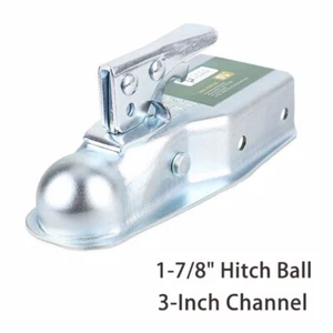 Straight Tongue Trailer Coupler 2,000 lbs for 3-Inch Channel,1-7/8-In Hitch Ball - Picture 1 of 10