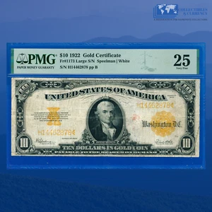 Fr.1173 1922 $10 Dollars Gold Certificate "HILLEGAS NOTE", PMG VF 25 #62878 - Picture 1 of 3