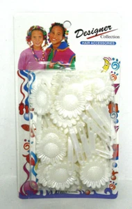 Mädchen Blume Haarspangen Haarspangen Pferdeschwanz Halter schimmernd weiß Neu aus altem Lagerbestand - Bild 1 von 2