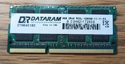Dataram 8GB DDR3 Laptop RAM Memory - Image 1 of 2