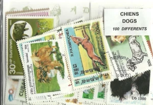 Lot 100  timbres thematique " Chiens " - Picture 1 of 1