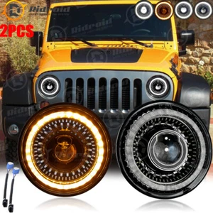 7 inch DOT LED Headlight Hi/Lo Beam DRL Turn Signl For Jeep Wrangler JK LJ TJ CJ - Picture 1 of 24