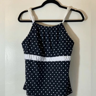 Traje de baño Beach House bikini tankini top negro blanco lunares no acolchado mediano Foto 1 de 4