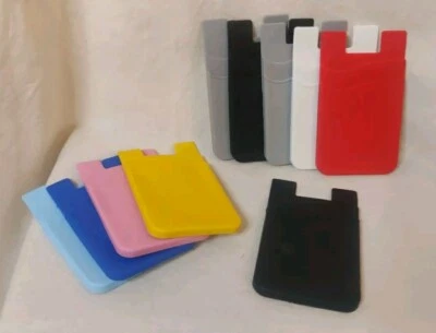 10 Silicone Credit Card Holder Cell Phone Wallet Pocket Adhesive COLORS ~NEW!  - Image 1 of 4