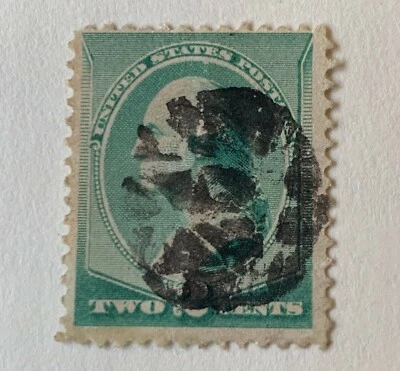 INTERESTING FANCY CANCEL US 2C WASHINGTON STAMP SOCCER BALL? - Image 1 of 2