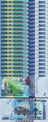 Uganda 2000 Shillings 2022, UNC, 20 Pcs LOT, Consecutive, P-50 New Sign,New Date - Image 1 of 4