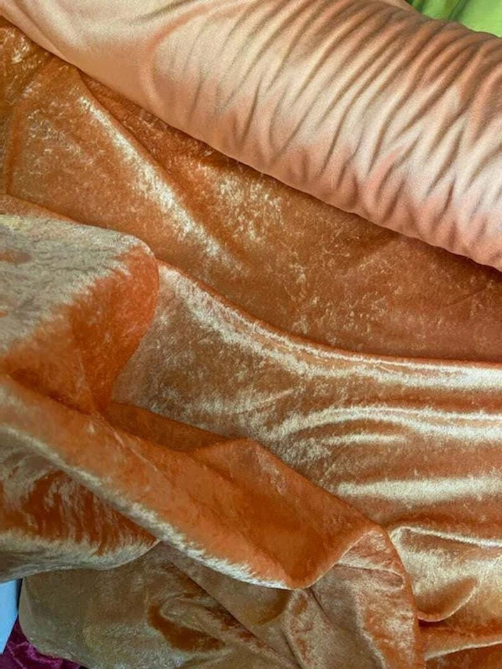  Velvet Panne Crushed Backdrop Velour Stretch Fabric 60" Wide light Orange  - Image 1 of 1