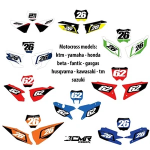Grafik Set Aufkleber 3 Nummernhalter personalisiert für alle Motocross - Bild 1 von 1