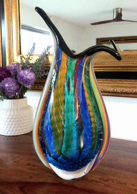 Glasvase Vase Blumenvase Tischvase 31 cm Glaskunst Murano Stil Deko Blumen Edel - Bild 1 von 4