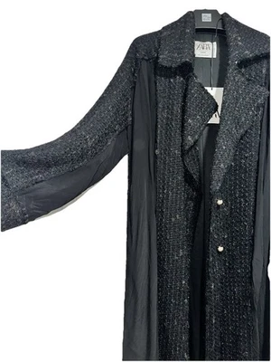 Casaco Zara Studio Collection edição limitada preto metálico maxi jaqueta - Imagem 1 de 4