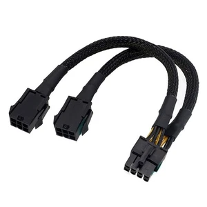 Double 6 Pin Female to 8 Pin Male Power Cable Upgrading PC Power Supplies Power - Afbeelding 1 van 8