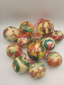80s 90s Vintage Retro Lot Paper Mache Baubles Christmas Xmas Tree Decorations - Picture 1 of 8