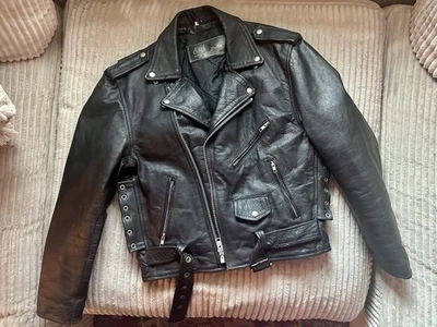 Chaqueta de motociclista de cuero genuino vintage James Dean para hombre, talla 42 (L/XL) Foto 1 de 4