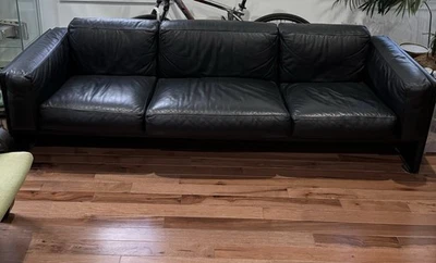 Maralunga de couro preto vintage? Fiandra? Sofá de 3 lugares Cassina local somente PU - Imagem 1 de 3