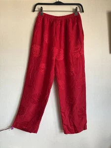 SHANGHAI TANG Red 100% Silk Trousers. A12 UK 6-8 Silk Lining. Oriental. Pristine - Picture 1 of 8