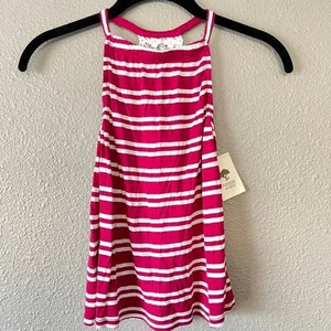 Tucker + Tate High Neck Open T Back Lace Detail Striped Girls Tank Top Small 7/8 - Picture 1 of 5