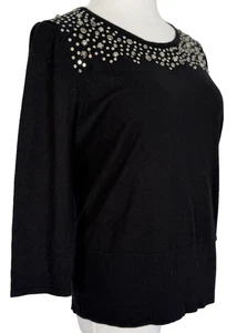 Cable & Gage Womens Size L Sweater Embellished Neck 3/4 Sleeve Classic - Picture 1 of 10