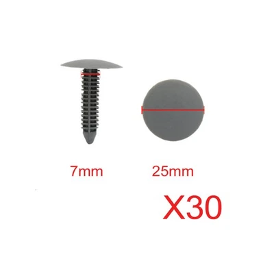 Remaches de plástico para puerta de coche con orificio de 7 mm sujetador panel de ajuste clips de retención gris 30 un. Foto 1 de 2