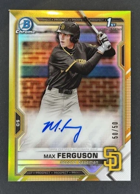2021 Bowman Draft Max Ferguson Chrome Auto 1st RC True Gold /50 - Image 1 of 2
