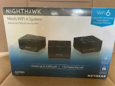NETGEAR NIGHTHAWK AX150 DUAL BAND WIFI MESH SYSTEM W/2 SATELLITES  NEW IN BOX - Image 1 of 4