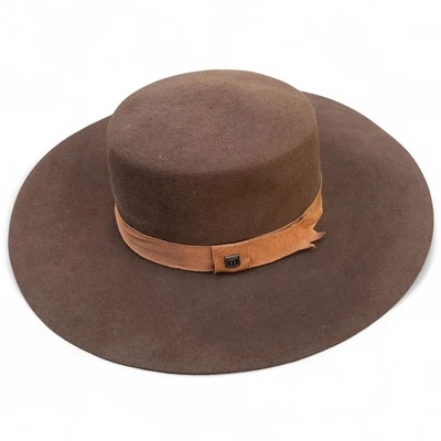 Gorra plana MOSSANT 100 % lana Fedora para mujer 57 cm marrón ala ancha Foto 1 de 4