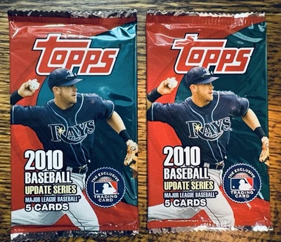 2010 TOPPS BASEBALL HOBBY UPDATE SERIES MLB TRADING CARD PACK LOT (2 packs) - Image 1 of 3