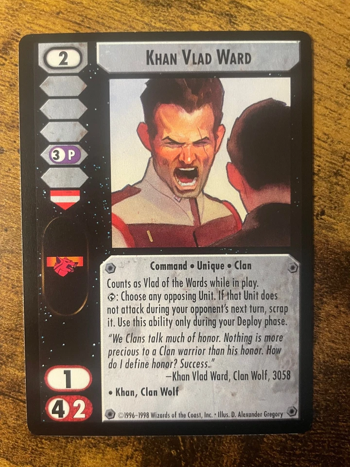 Battletech CCG TCG Card Game Rare Crusade Expansion Khan Vlad Ward - Image 1 of 1