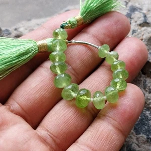 40 Ct 7 to 8 MM Natural Faceted Green Peridot Cut Rondelle Shape 3.5 Inch Beads - Picture 1 of 24