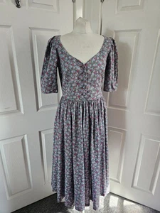 Vestido Laura Ashley Vintage Años 80 Floral Ajuste y Acampanado Talla 14** Se Ajusta Moderno 10/12 - Imagen 1 de 19