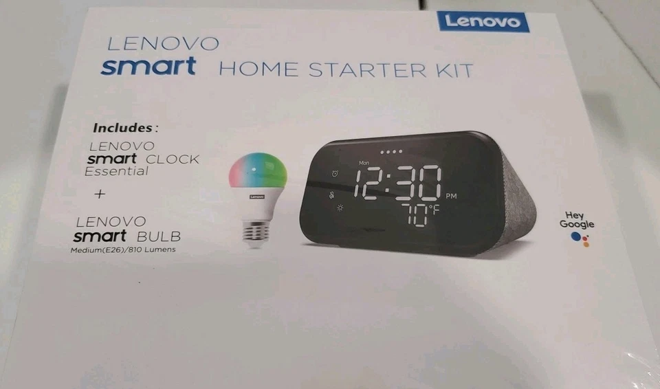 Lenovo Smart Clock Essential + Lenovo Smart Bulp - Soft Touch Gray - Image 1 of 3